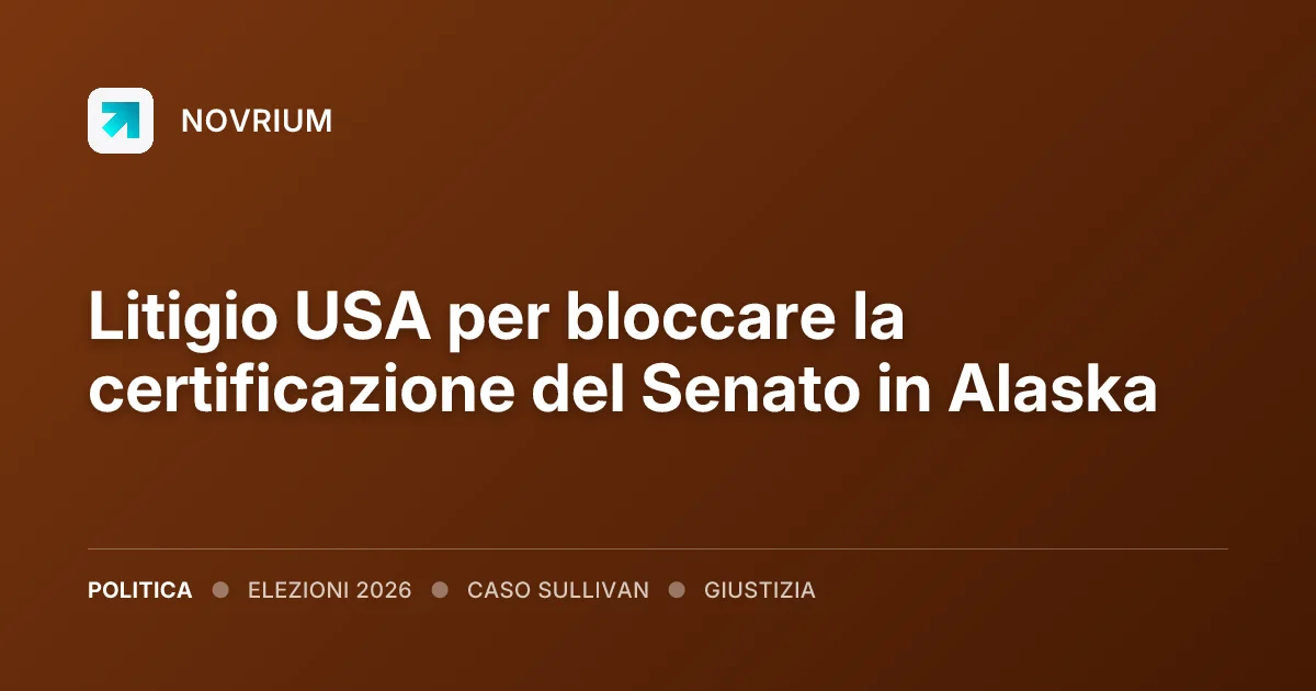 Litigio USA per bloccare la certificazione del Senato in Alaska