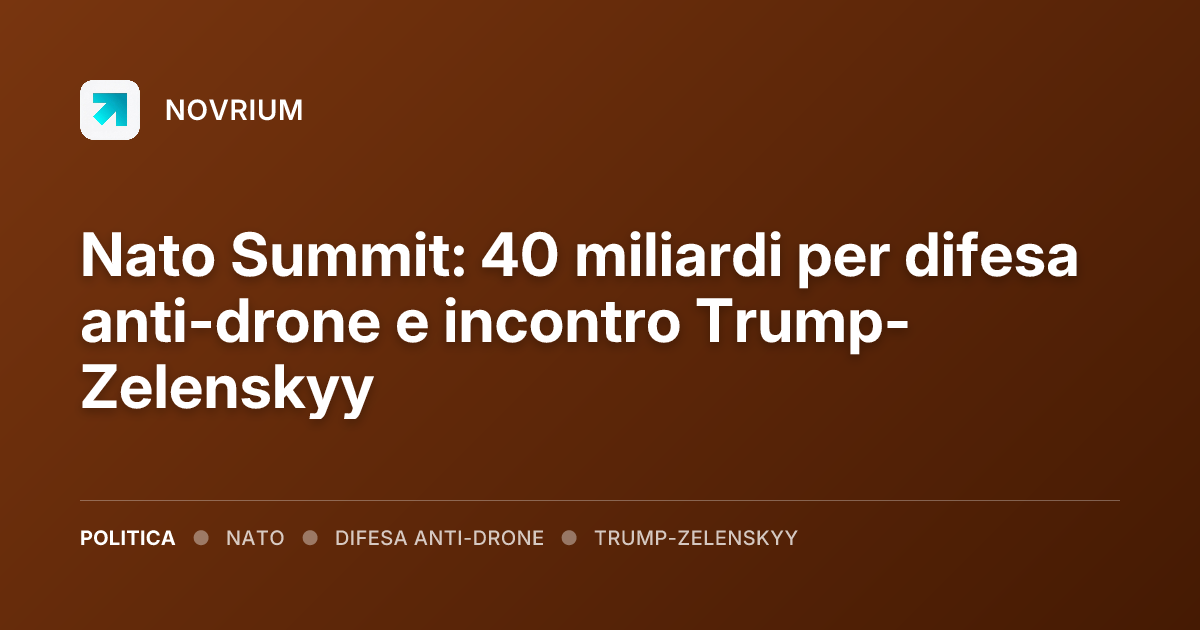 Nato Summit: 40 miliardi per difesa anti-drone e incontro Trump-Zelenskyy