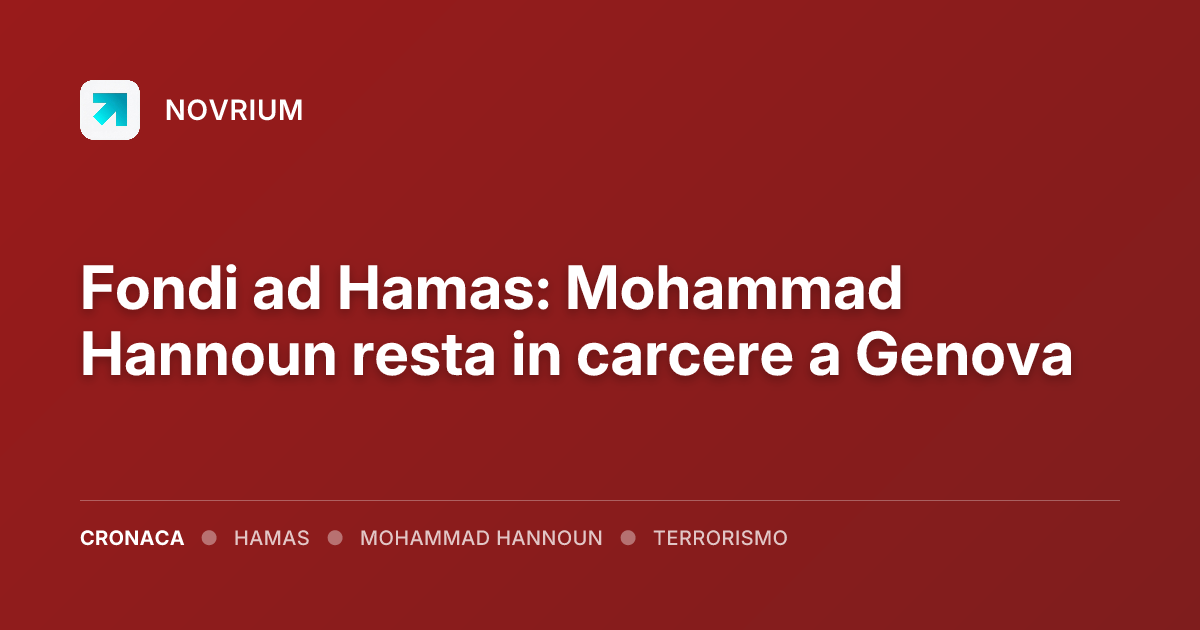 Fondi ad Hamas: Mohammad Hannoun resta in carcere a Genova