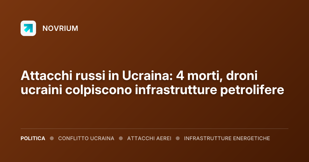 Attacchi russi in Ucraina: 4 morti, droni ucraini colpiscono infrastrutture petrolifere
