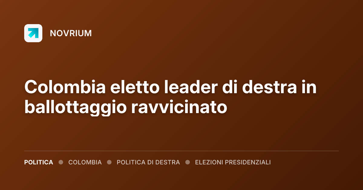 Colombia eletto leader di destra in ballottaggio ravvicinato