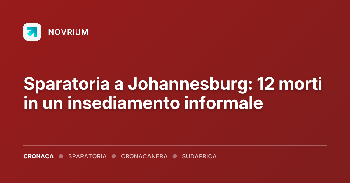 Sparatoria a Johannesburg: 12 morti in un insediamento informale