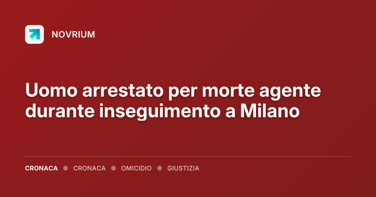 Uomo arrestato per morte agente durante inseguimento a Milano