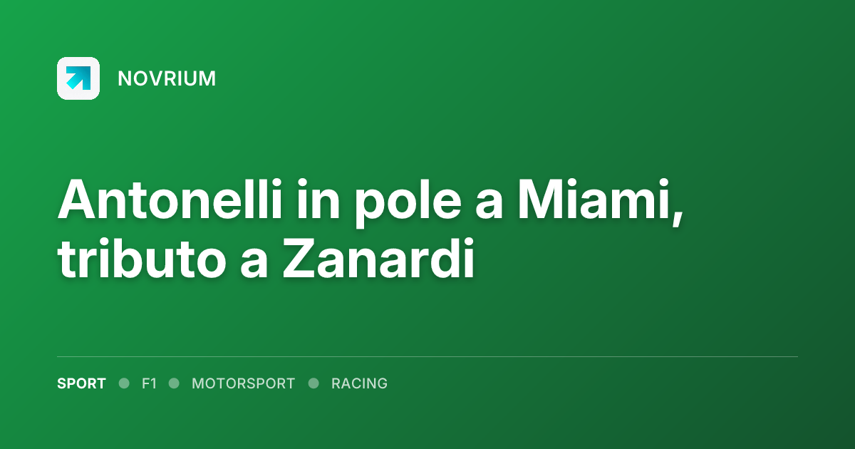 Antonelli in pole a Miami, tributo a Zanardi
