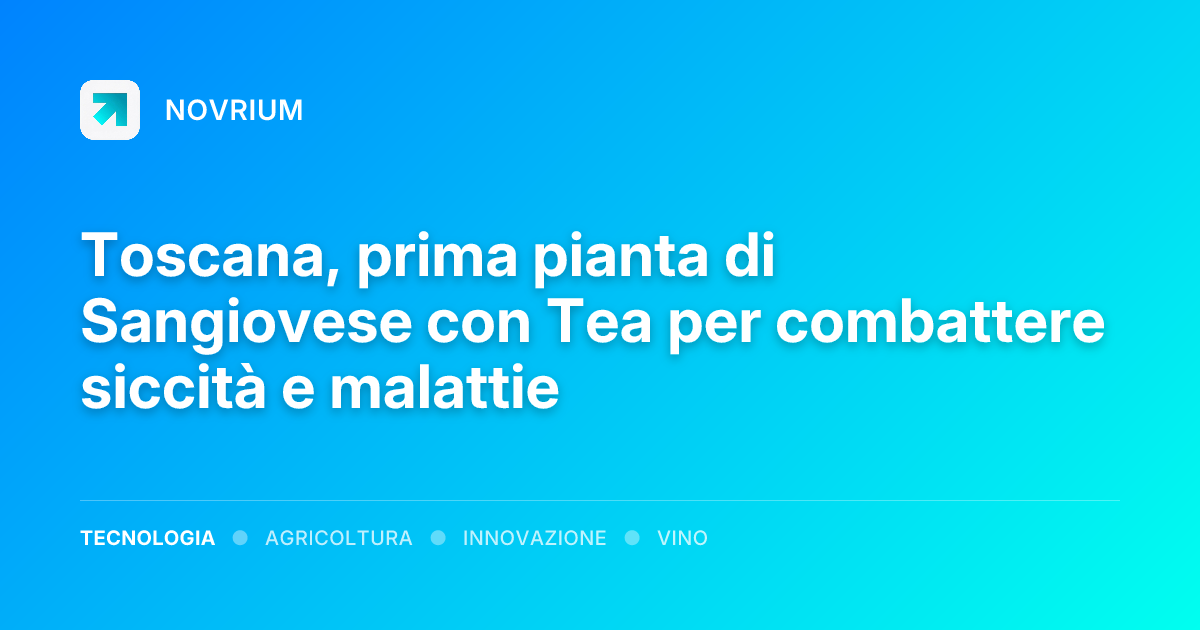 Toscana, prima pianta di Sangiovese con Tea per combattere siccità e malattie