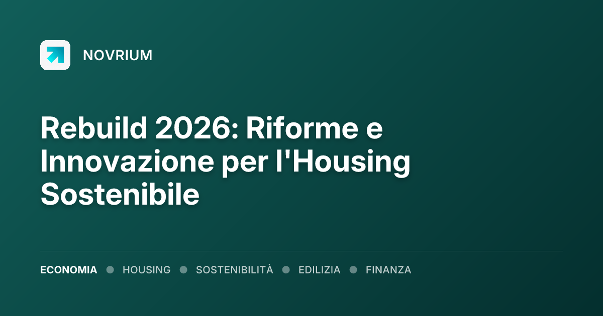 Rebuild 2026: Riforme e Innovazione per l'Housing Sostenibile