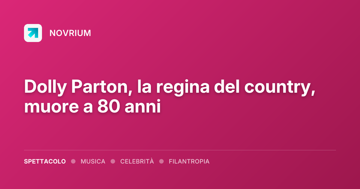 Dolly Parton, la regina del country, muore a 80 anni