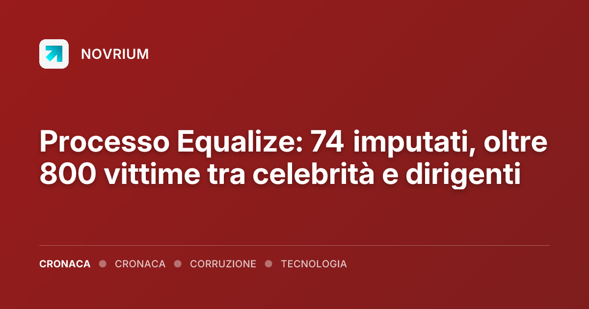 Processo Equalize: 74 imputati, oltre 800 vittime tra celebrità e dirigenti