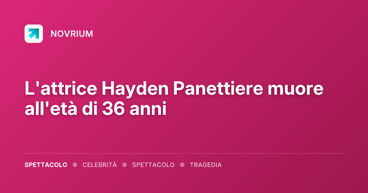 L'attrice Hayden Panettiere muore all'età di 36 anni