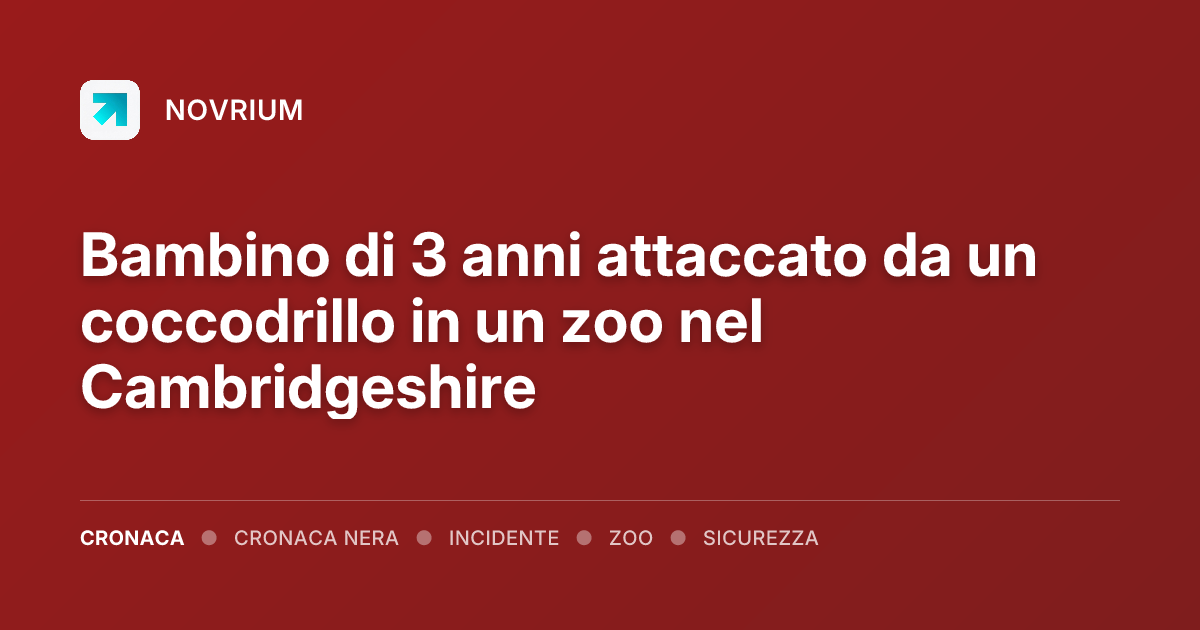Bambino di 3 anni attaccato da un coccodrillo in un zoo nel Cambridgeshire
