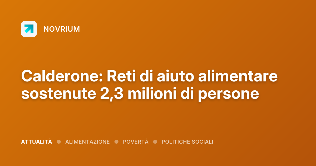 Calderone: Reti di aiuto alimentare sostenute 2,3 milioni di persone