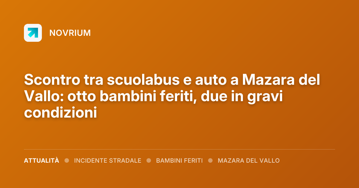 Scontro tra scuolabus e auto a Mazara del Vallo: otto bambini feriti, due in gravi condizioni