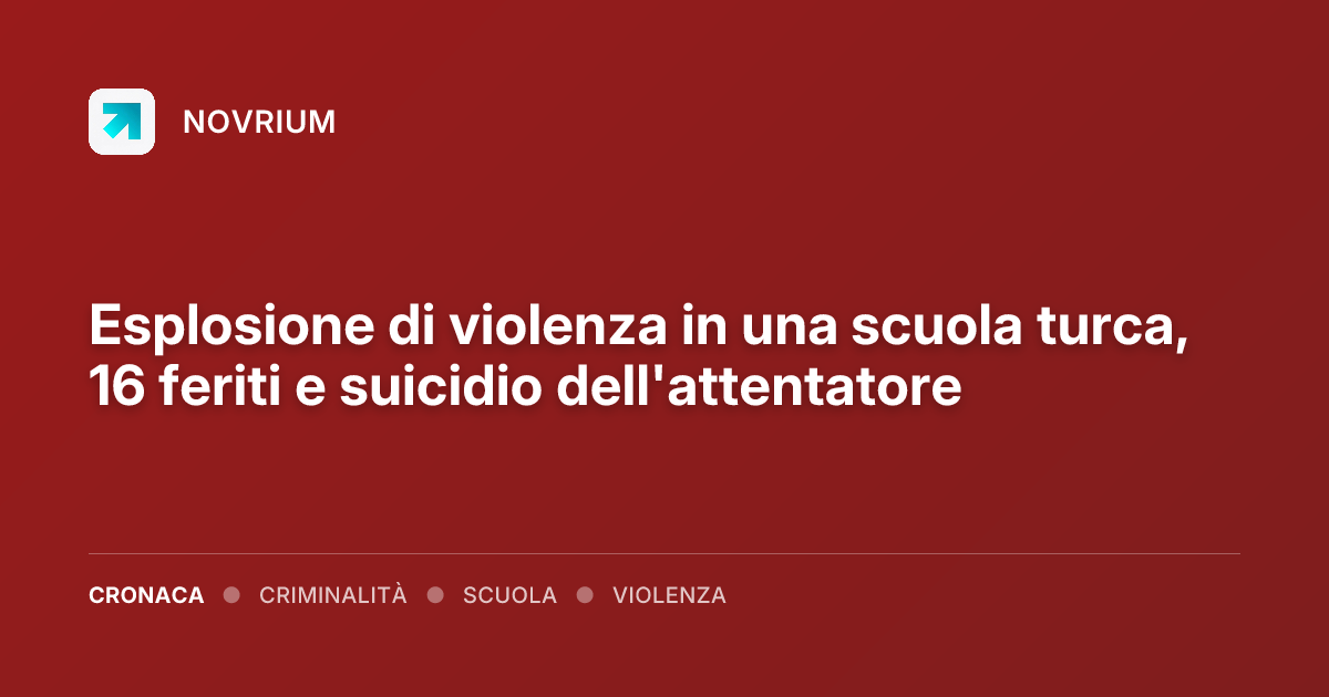Esplosione di violenza in una scuola turca, 16 feriti e suicidio dell'attentatore