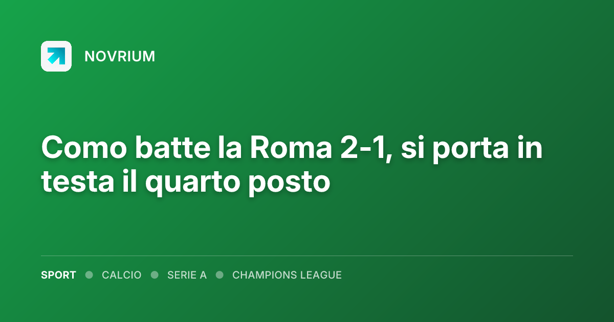 Como batte la Roma 2-1, si porta in testa il quarto posto