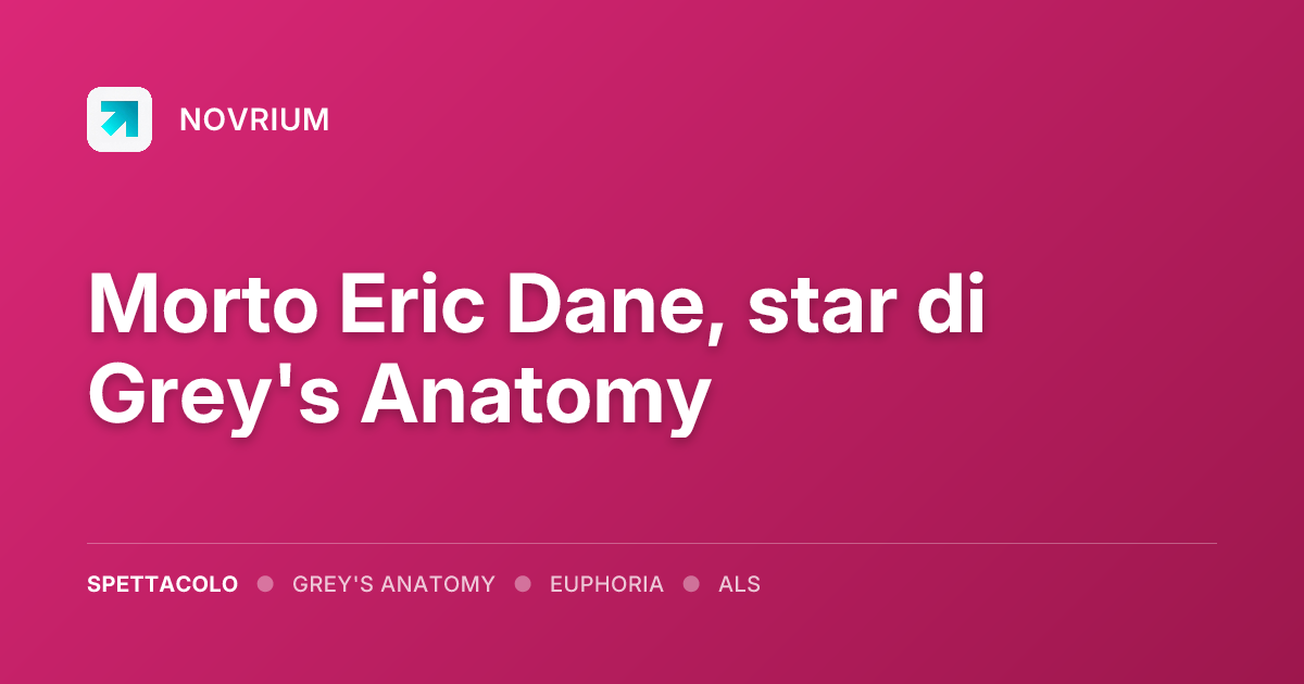 Morto Eric Dane, star di Grey's Anatomy