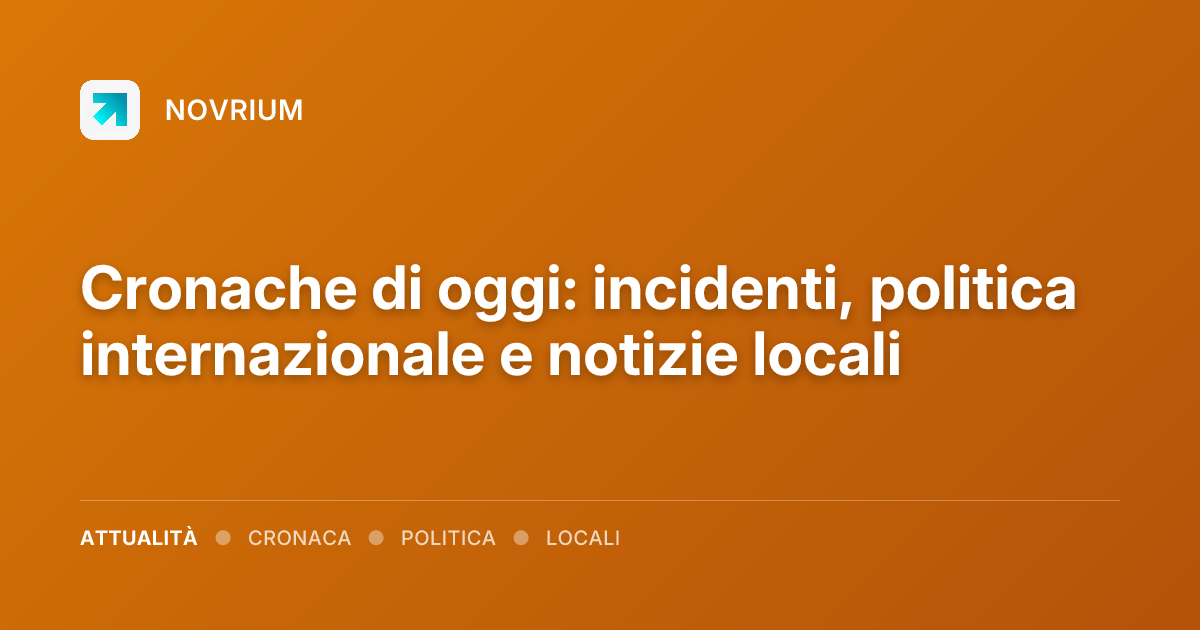 Cronache di oggi: incidenti, politica internazionale e notizie locali