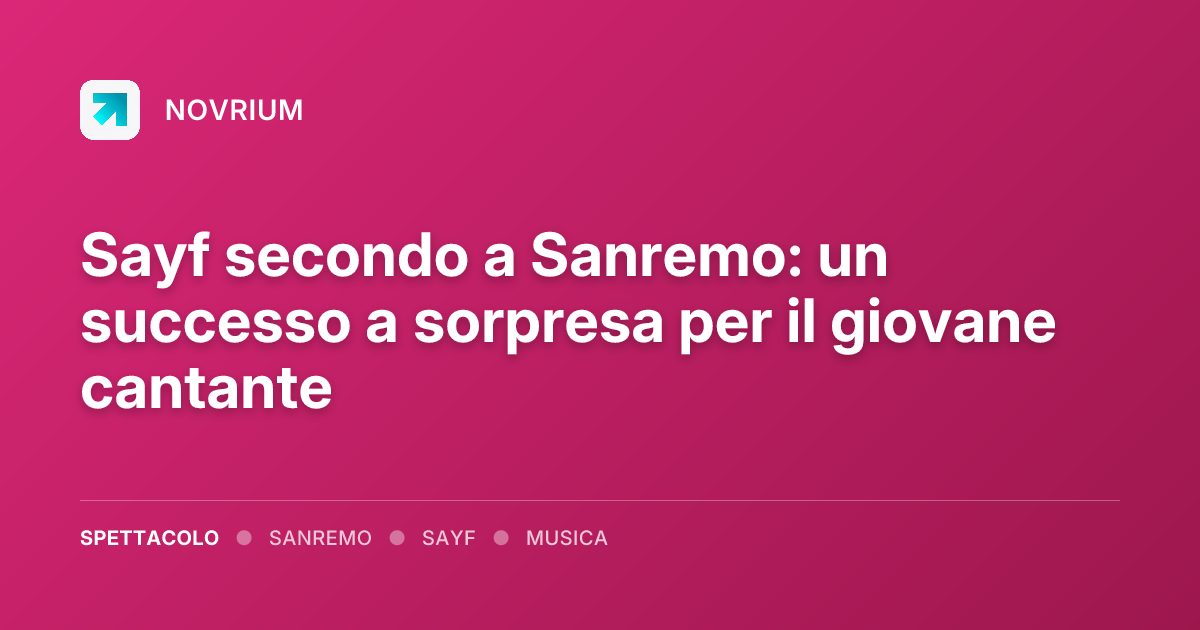 Sayf secondo a Sanremo: un successo a sorpresa per il giovane cantante
