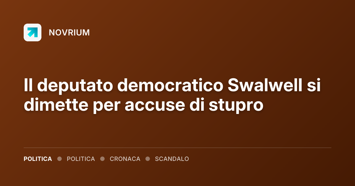 Il deputato democratico Swalwell si dimette per accuse di stupro