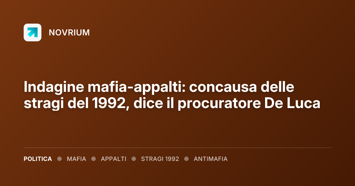 Indagine mafia-appalti: concausa delle stragi del 1992, dice il procuratore De Luca