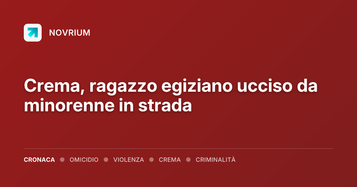 Crema, ragazzo egiziano ucciso da minorenne in strada