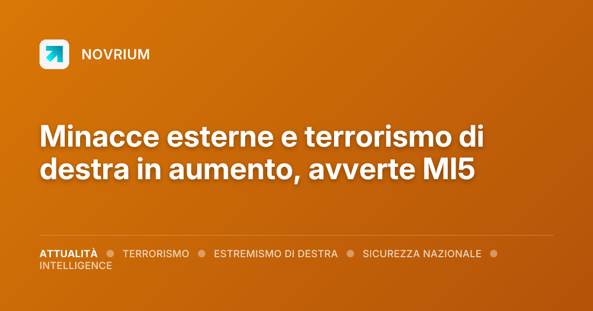 Minacce esterne e terrorismo di destra in aumento, avverte MI5