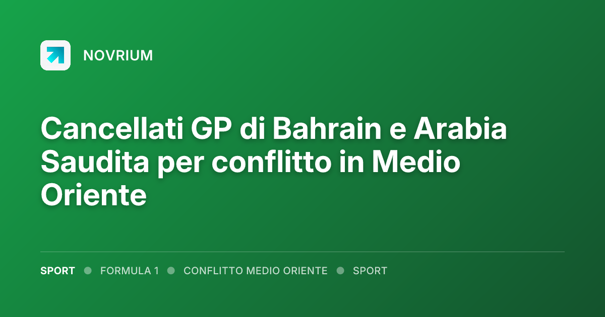 Cancellati GP di Bahrain e Arabia Saudita per conflitto in Medio Oriente