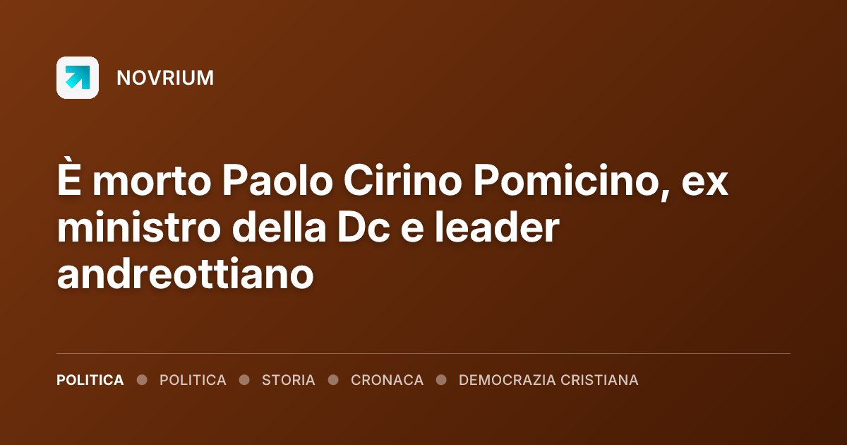 È morto Paolo Cirino Pomicino, ex ministro della Dc e leader andreottiano