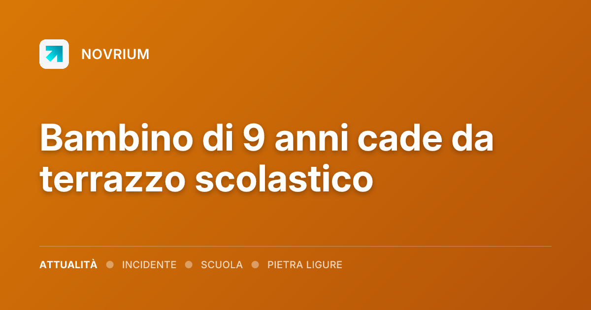 Bambino di 9 anni cade da terrazzo scolastico
