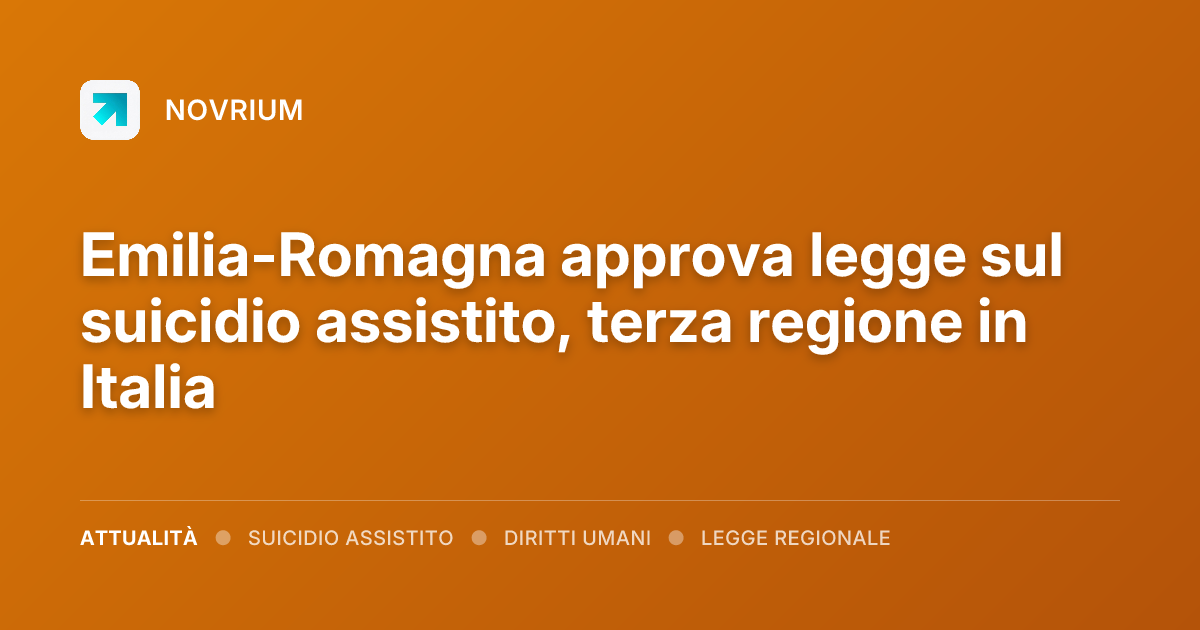 Emilia-Romagna approva legge sul suicidio assistito, terza regione in Italia