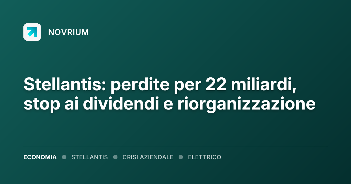 Stellantis: perdite per 22 miliardi, stop ai dividendi e riorganizzazione