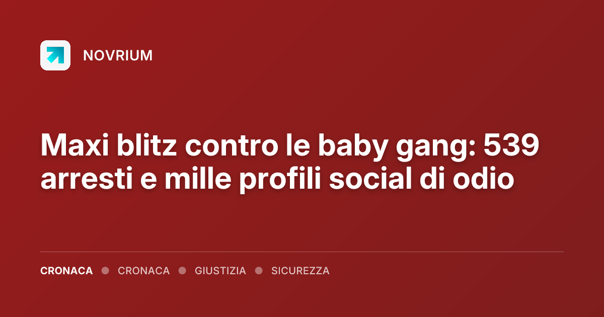 Maxi blitz contro le baby gang: 539 arresti e mille profili social di odio