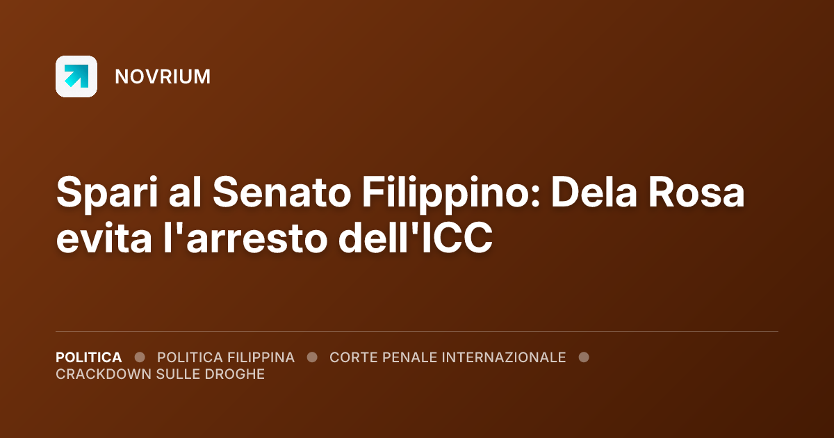Spari al Senato Filippino: Dela Rosa evita l'arresto dell'ICC