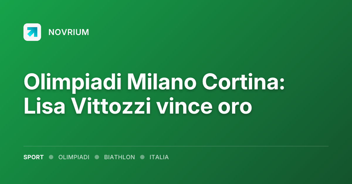 Olimpiadi Milano Cortina: Lisa Vittozzi vince oro