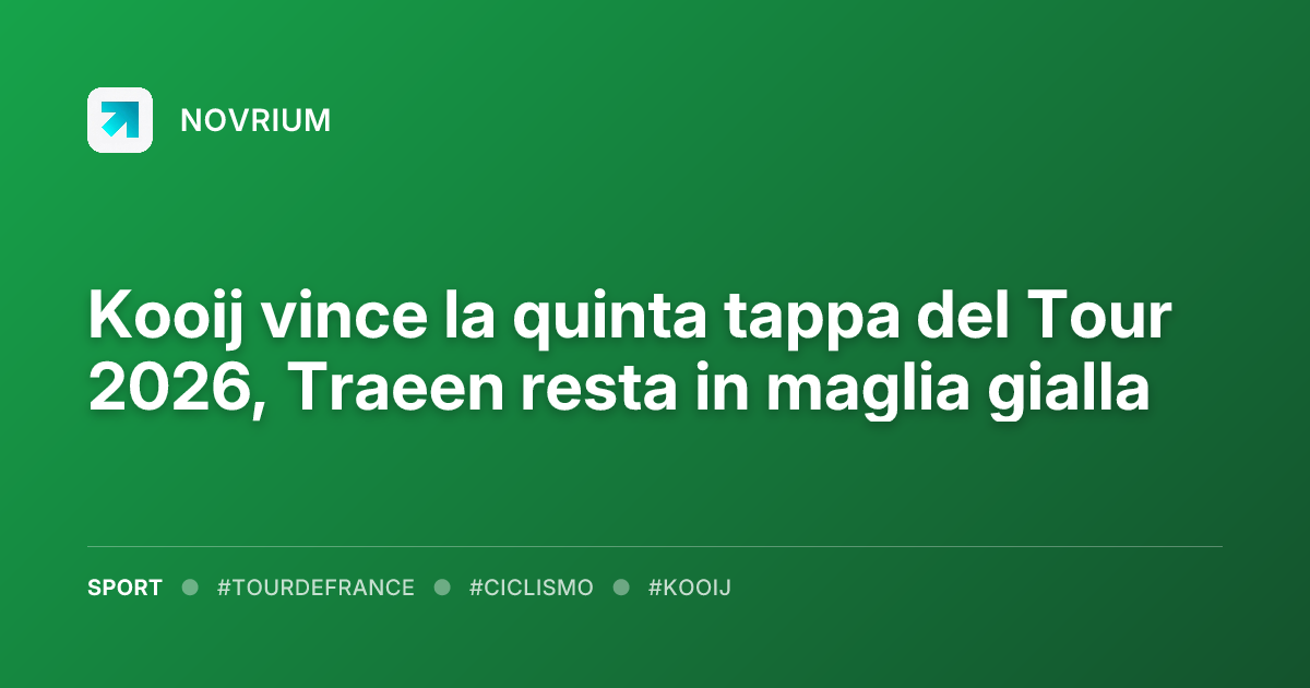 Kooij vince la quinta tappa del Tour 2026, Traeen resta in maglia gialla