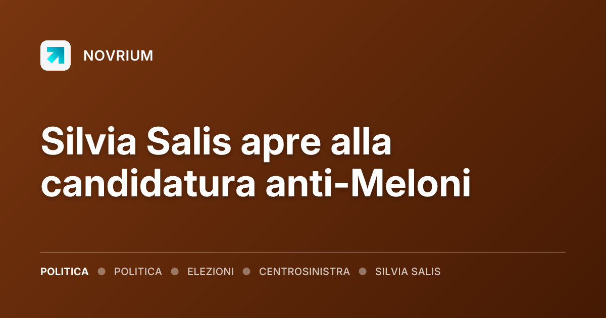 Silvia Salis apre alla candidatura anti-Meloni