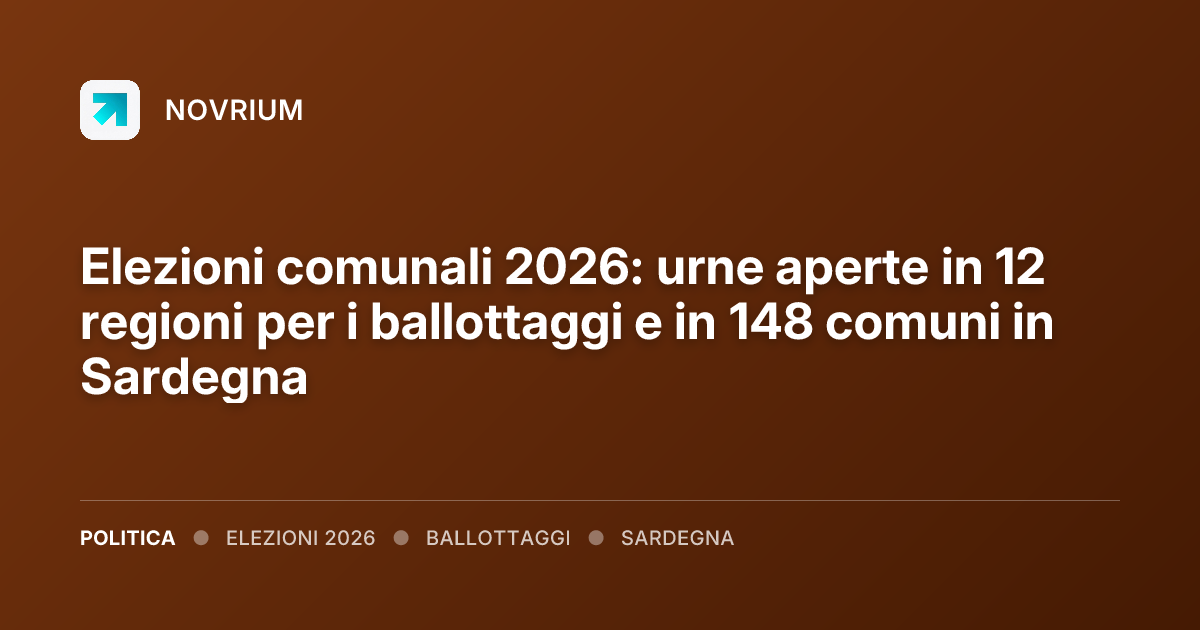 Elezioni comunali 2026: urne aperte in 12 regioni per i ballottaggi e in 148 comuni in Sardegna