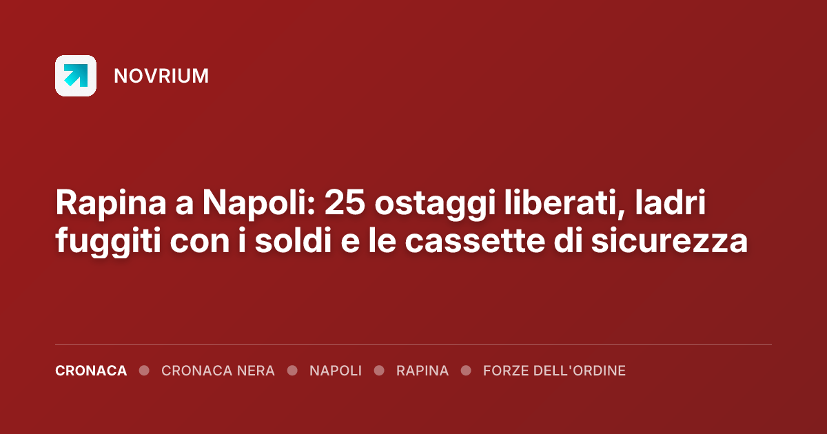 Rapina a Napoli: 25 ostaggi liberati, ladri fuggiti con i soldi e le cassette di sicurezza