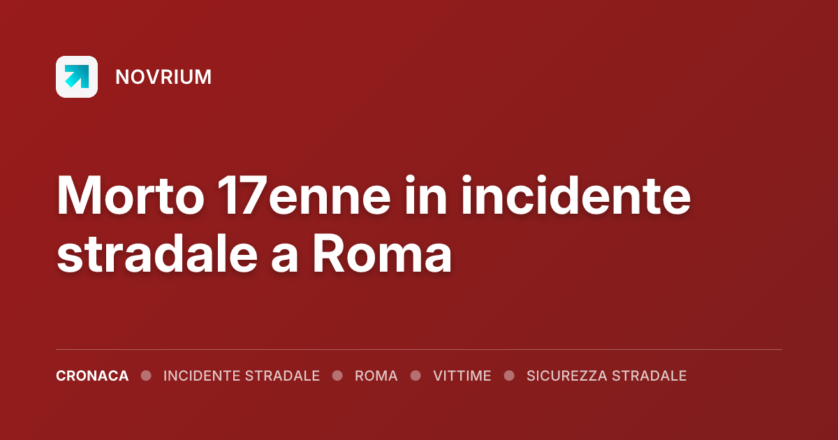 Morto 17enne in incidente stradale a Roma