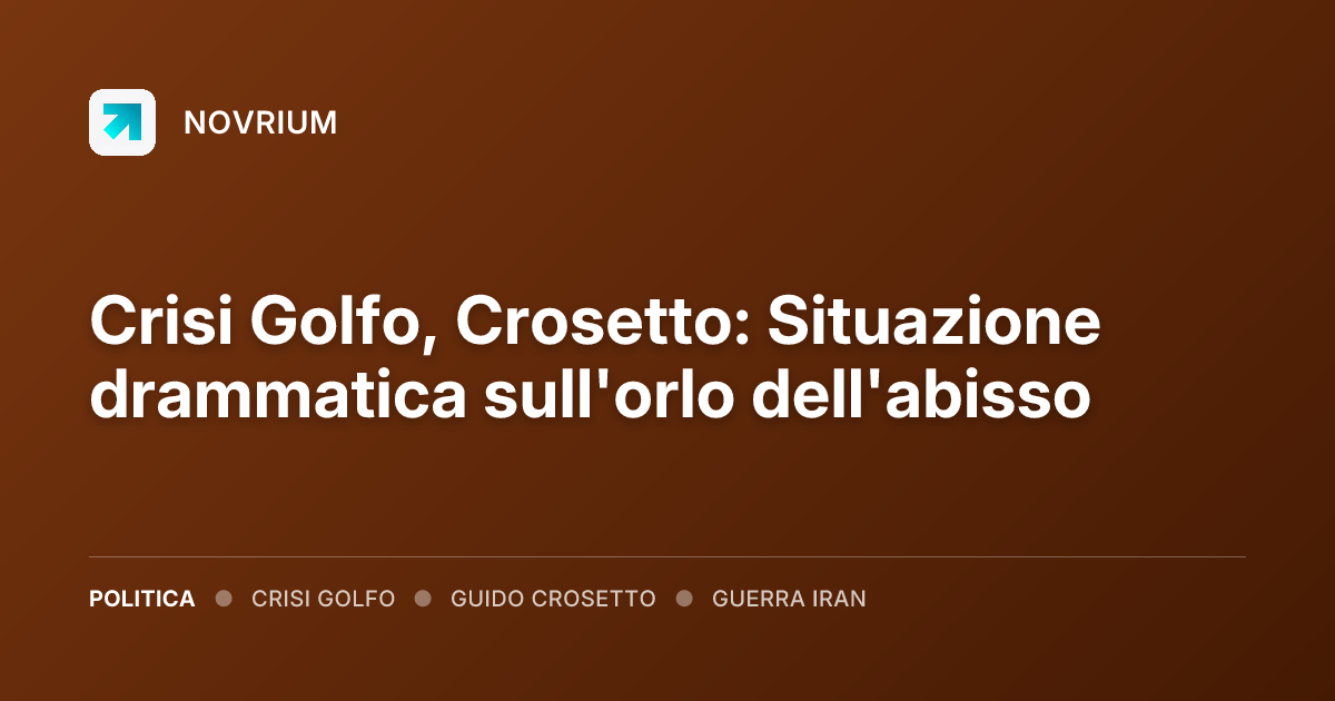 Crisi Golfo, Crosetto: Situazione drammatica sull'orlo dell'abisso