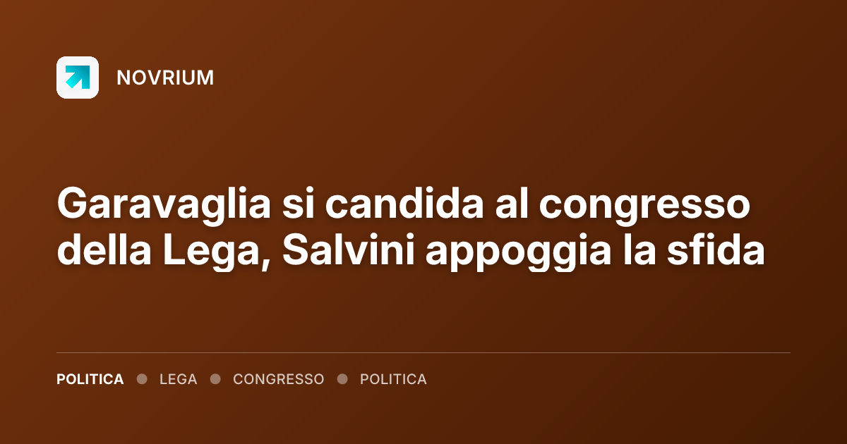 Garavaglia si candida al congresso della Lega, Salvini appoggia la sfida