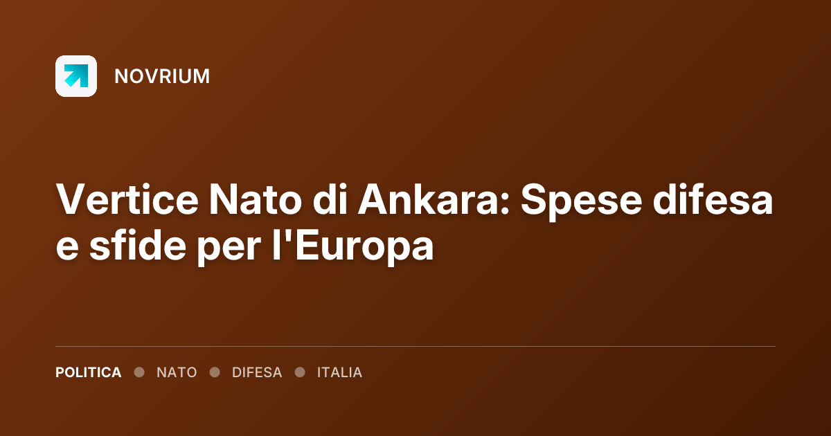 Vertice Nato di Ankara: Spese difesa e sfide per l'Europa