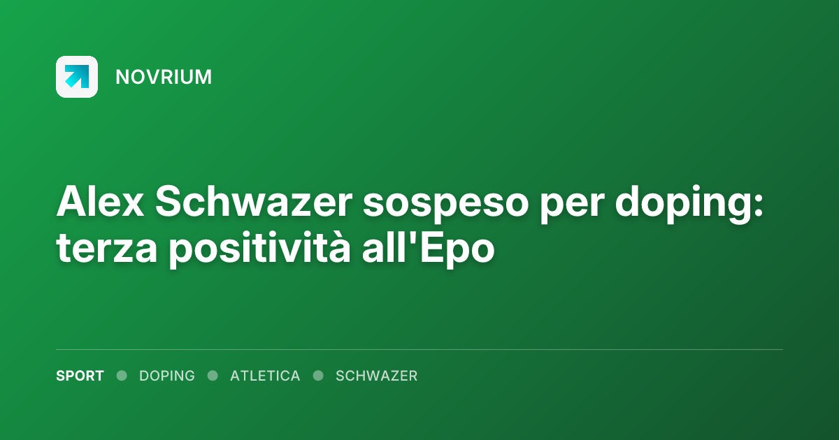 Alex Schwazer sospeso per doping: terza positività all'Epo