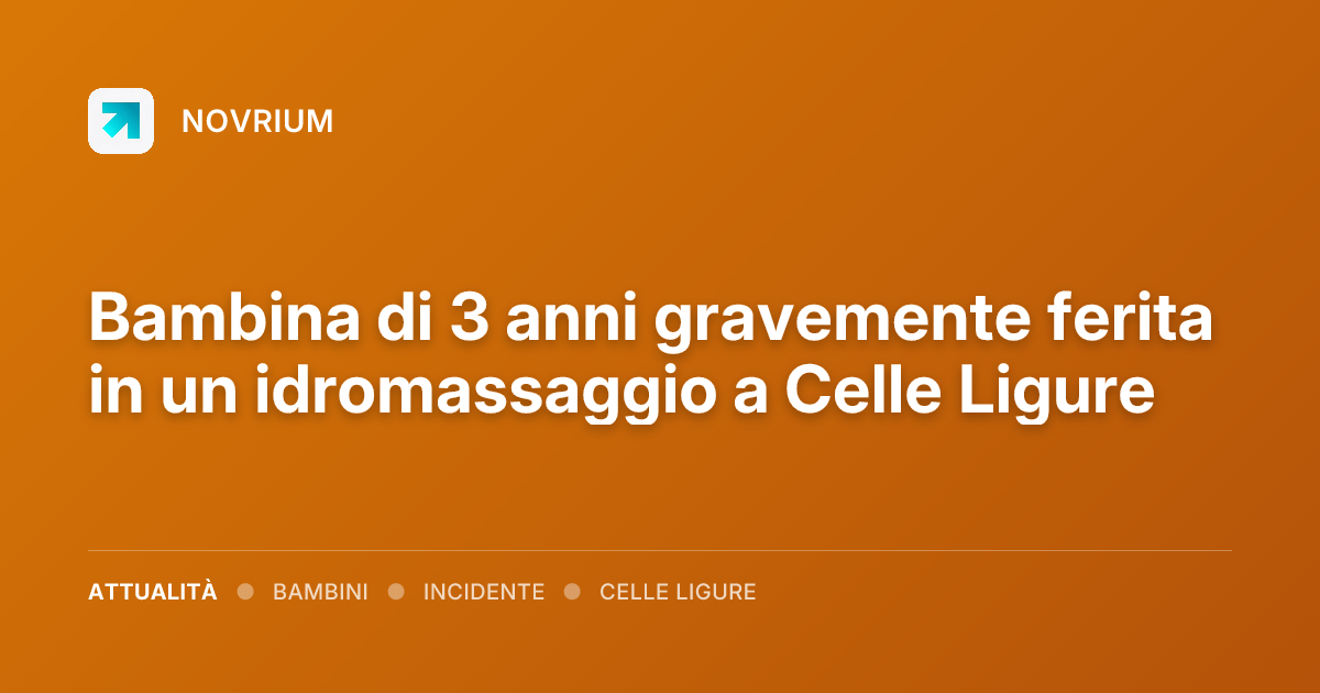 Bambina di 3 anni gravemente ferita in un idromassaggio a Celle Ligure