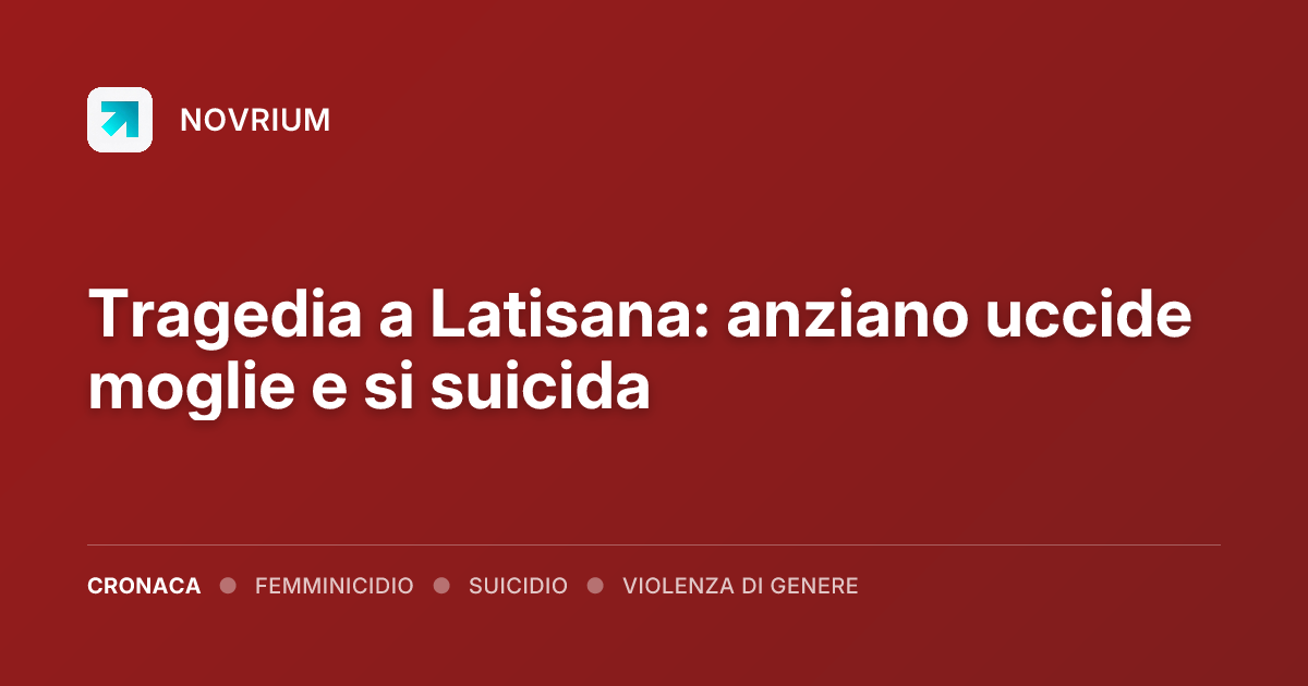 Tragedia a Latisana: anziano uccide moglie e si suicida