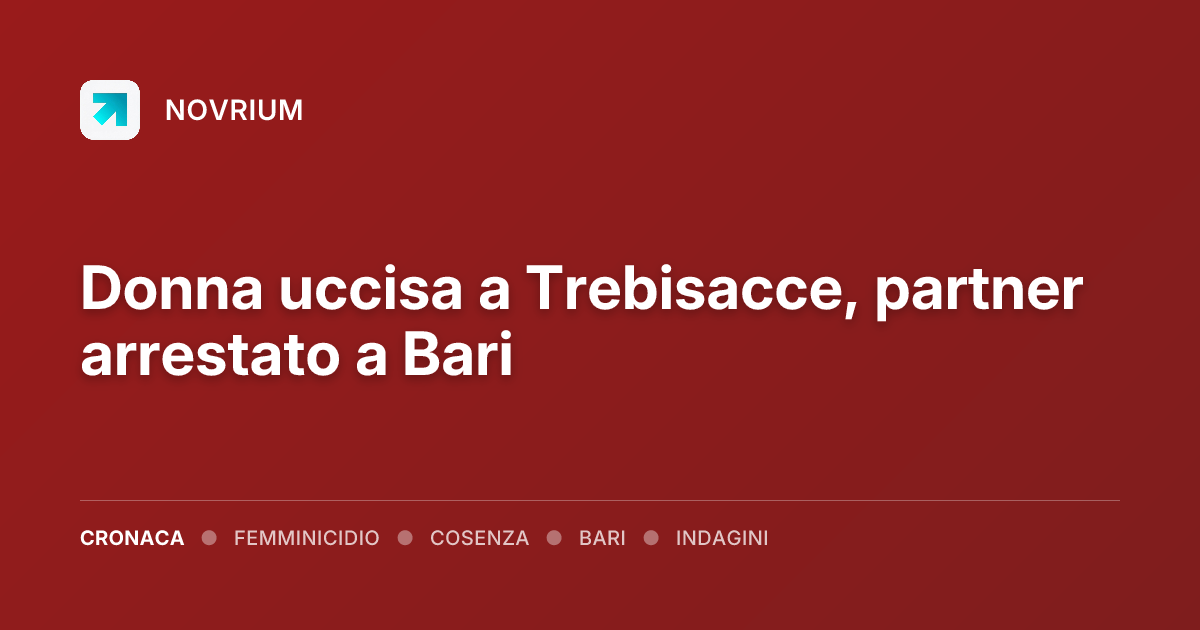 Donna uccisa a Trebisacce, partner arrestato a Bari
