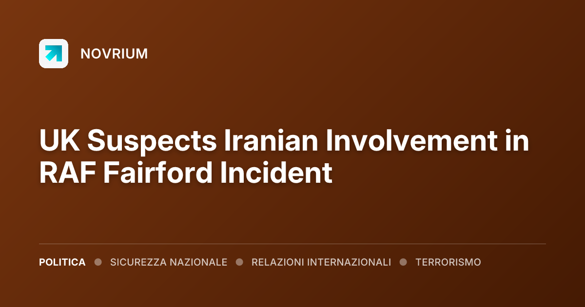 UK Suspects Iranian Involvement in RAF Fairford Incident