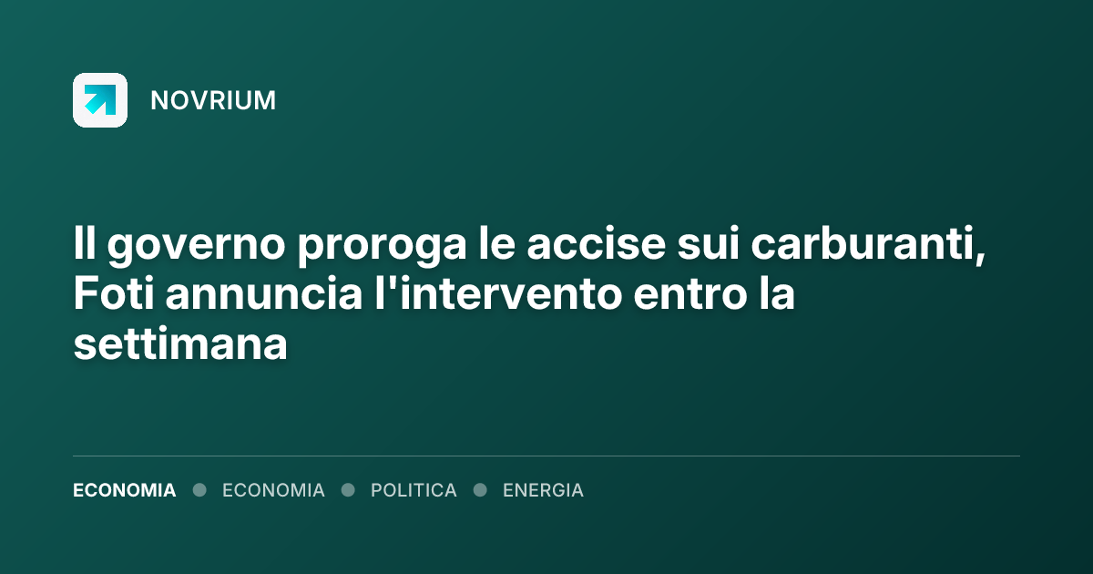 Il governo proroga le accise sui carburanti, Foti annuncia l'intervento entro la settimana