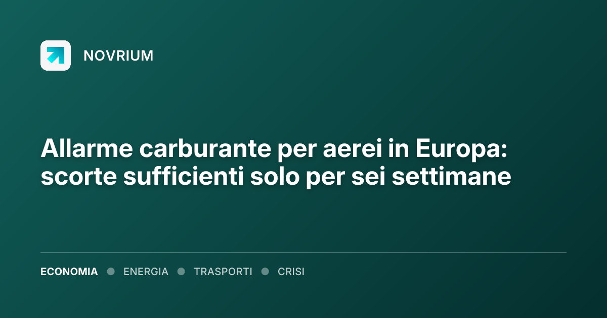 Allarme carburante per aerei in Europa: scorte sufficienti solo per sei settimane