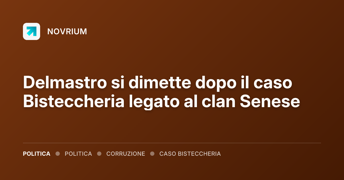 Delmastro si dimette dopo il caso Bisteccheria legato al clan Senese