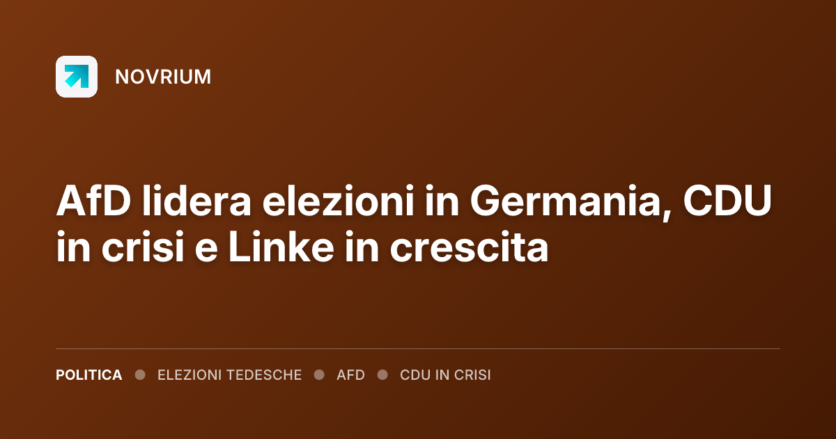 AfD lidera elezioni in Germania, CDU in crisi e Linke in crescita